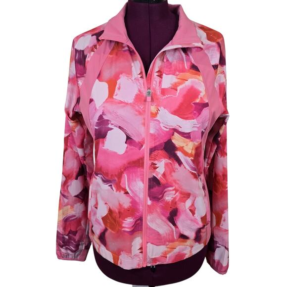 Women's Athleta Pink Floral "Run With It Printed Jacket" | Size Medium - Picture 1 of 12
